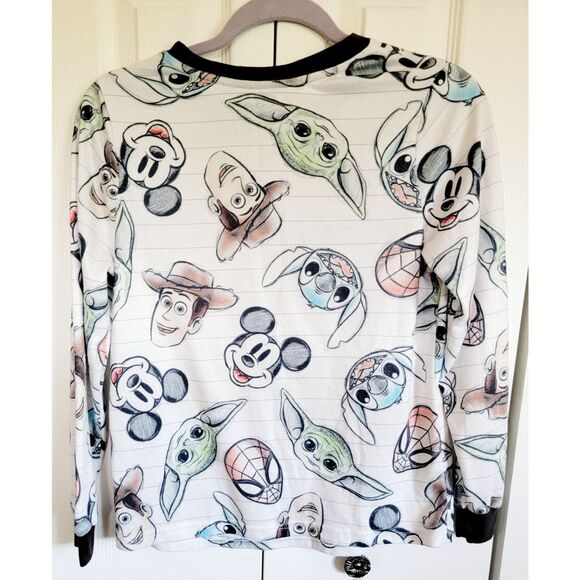 Disney XS 100 Years Character Mash Up Pajama Top Pixar Fleece LS - Picture 2 of 7